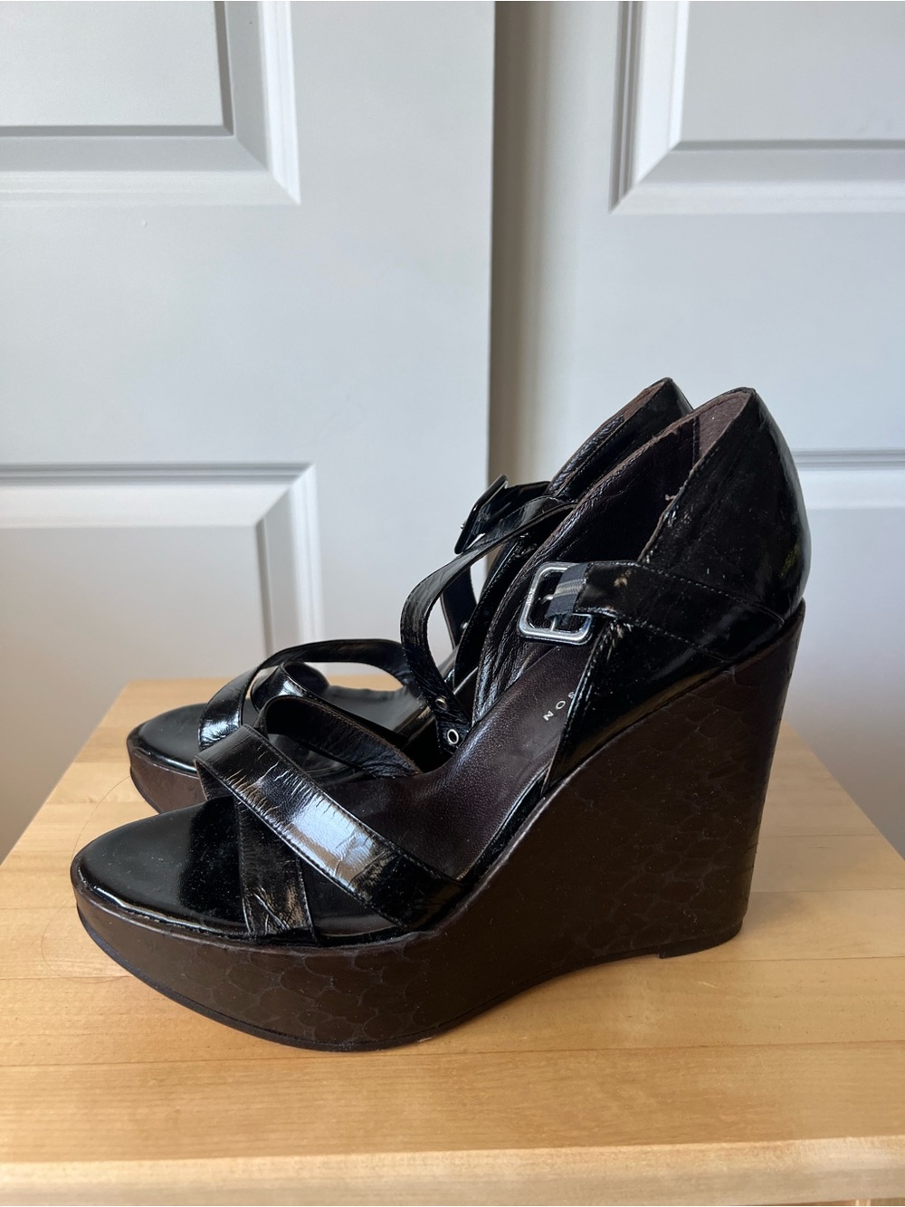 Vintage Colin Robertson Leather Wedge Sandals - Picture 3 of 12